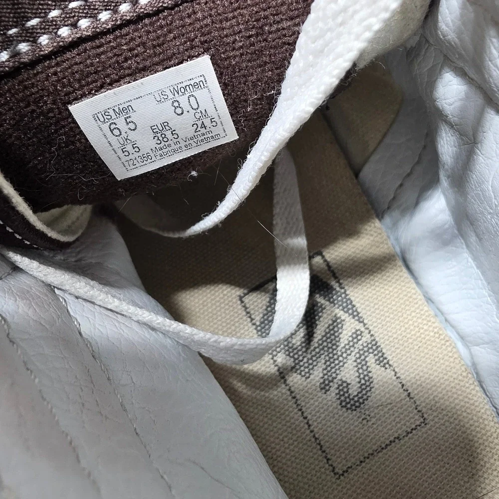 Vans Sk8-Hi High Top Sneakers‎ Brown Suede White Stripe Womens 8 Mens 6.5